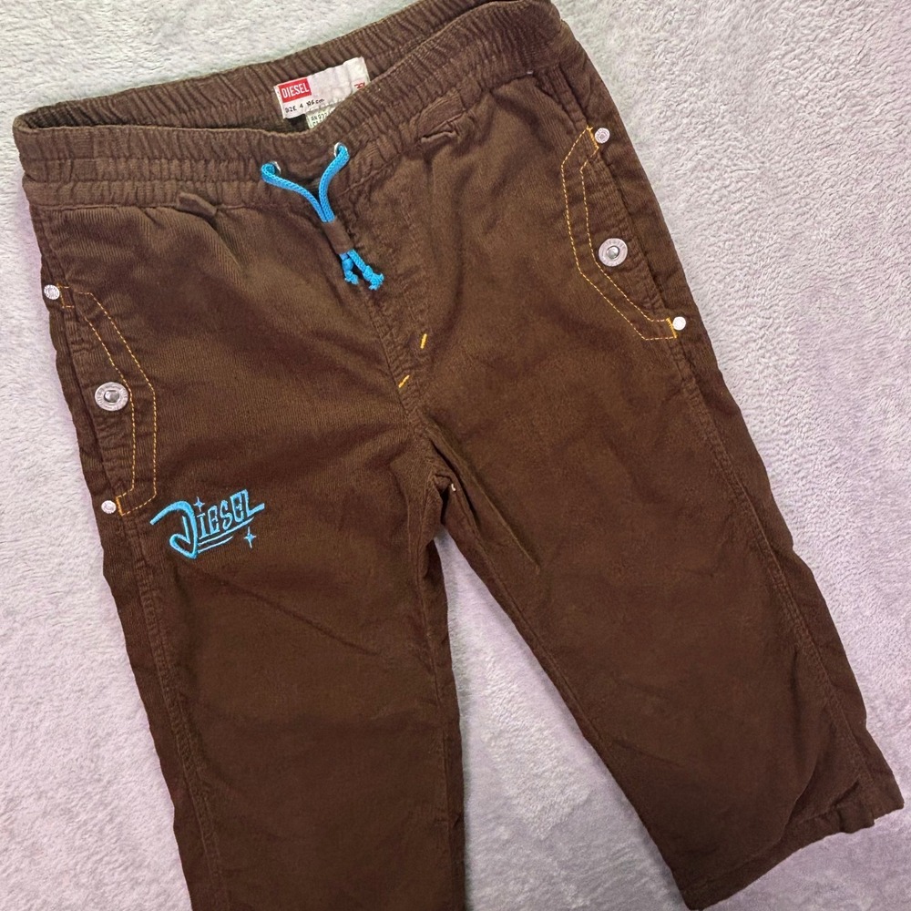 NWT Vintage Diesel Girls Pusley Cord Pant Sz 4T Brown Corduroy Embroidered Logo